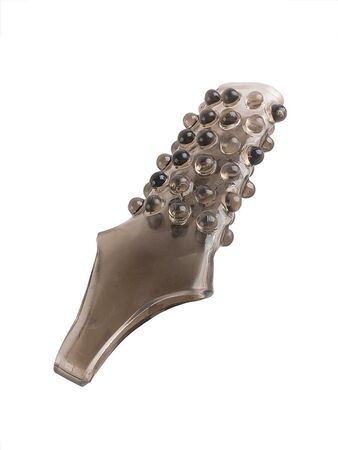 Дымчатая насадка на пенис с выпуклостями - 12 см.